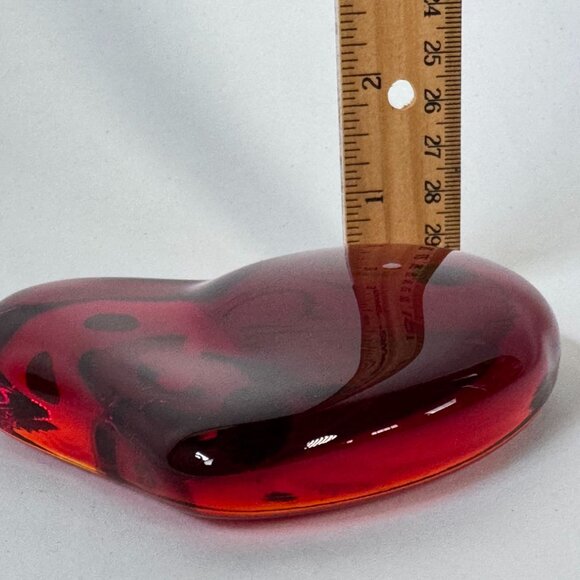 Tiffany & Co. Elsa Peretti Ruby Red Glass Heart Paperweight 4" - Picture 12 of 16